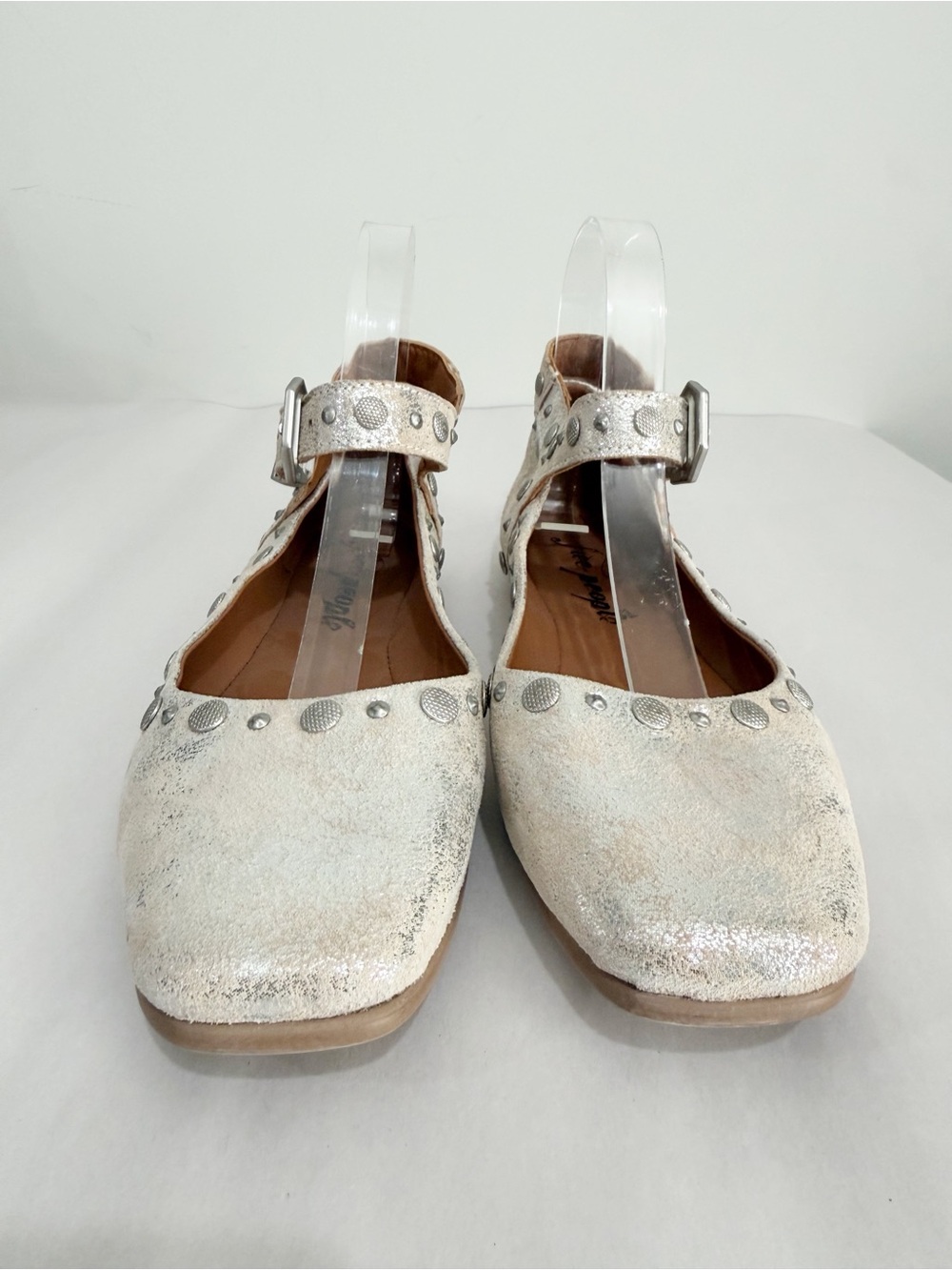 FREE PEOPLE Mystic Mary Jane Flats Champagne Studded Festival Size 38 - Picture 4 of 14